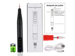 Lima de uñas inalámbrica (negra), herramienta portátil de polímero, recargable por USB.