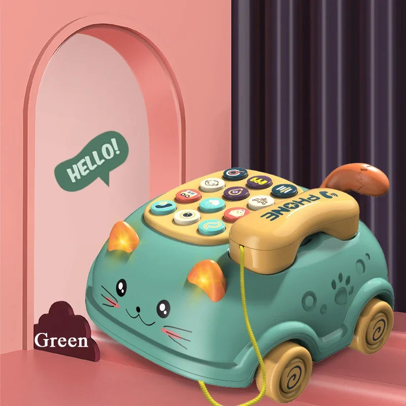 Teléfono Musical 3 En 1 (verde) Para Bebés, Juguete Interactivo De Aprendizaje Para Niños Pequeños, Con Luces.