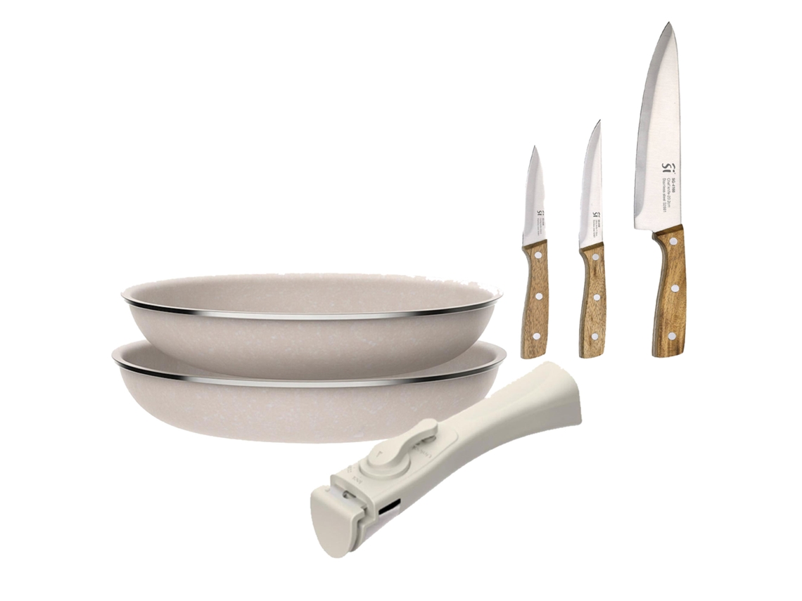 Sartenes Ø24ø28cm Inducción Clickcook Y Cuchillos De Cocina