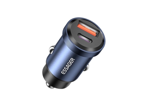 Cargador De Mechero Con 1* Usb 1* Carga Rápida Tipo C Azul Essager By Goeik