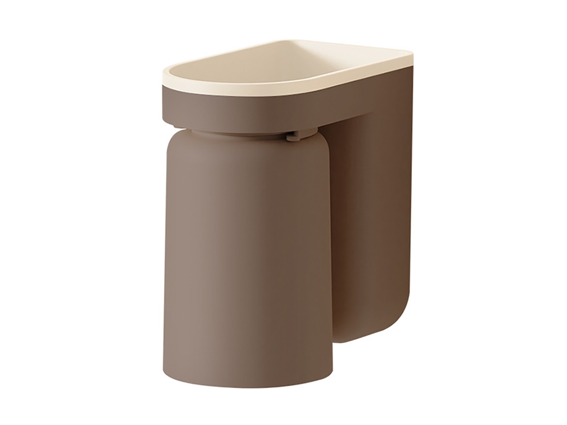 Soporte De Pared Autoadhesivo Para Cepillos De Dientes Con Vaso Y Sistema De Drenaje, Color Caramelo.