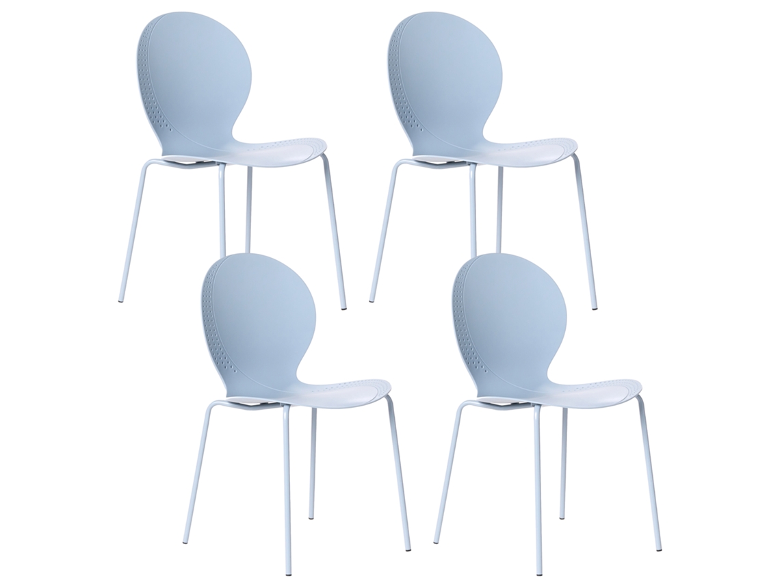 Conjunto De 4 Cadeiras De Jardim Beliani Milos De Polipropileno Azul 45x48x80