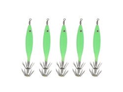Señuelo Artificial De Calamar Luminoso, 5 Unidades, 8 Cm, Con Anzuelo De Acero Al Carbono Para Pesca En Agua Salada Y Dulce.