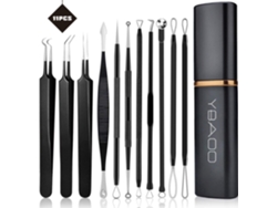 Kit profesional de 11 piezas para eliminar puntos negros, herramientas para reventar granos, tratamiento para puntos negros, puntos blancos y espinillas en estuche metálico.