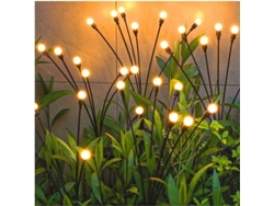 Paquete De 4 Luces Solares Tipo Luciérnaga - 10 Led De Luz Blanca Cálida, Resistentes Al Agua Ip65 Para Jardín/sendero/balcón - Clase Energética C