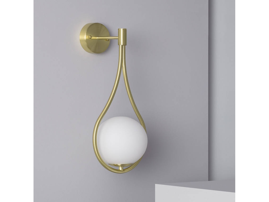 Lámpara de Pared ILUZZIA (Dorado - Aluminio, Cristal - 48.5x20x21 cm)
