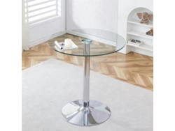 Mesa Alta De Bar 89x92 Cm - Cristal Moderno Minimalista - Plateado/transparente