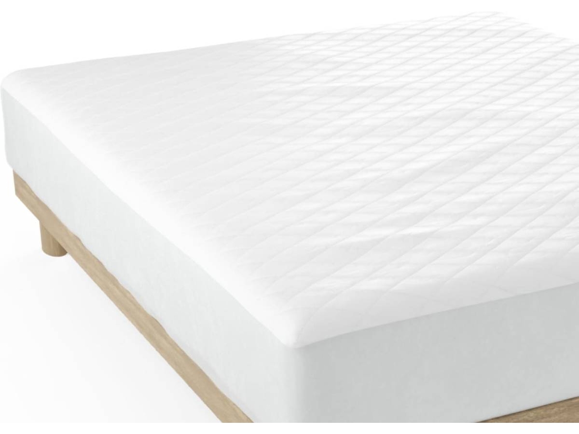 Protector de Colchón 200x200 cm Nalui  ≤30cm Impermeable, Ajustable, Acolchado y Transpirable con Tratamiento Antiácaros Blanco