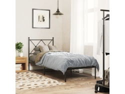 Estructura Cama Sin Colchón Con Cabecero Metal Negro 75x190 Cm