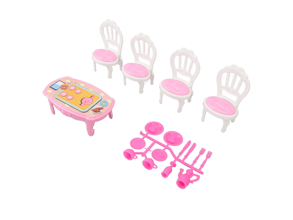 Juego de mesa y sillas de comedor para casa de muñecas a escala 1:16 - Muebles en miniatura para muñecas