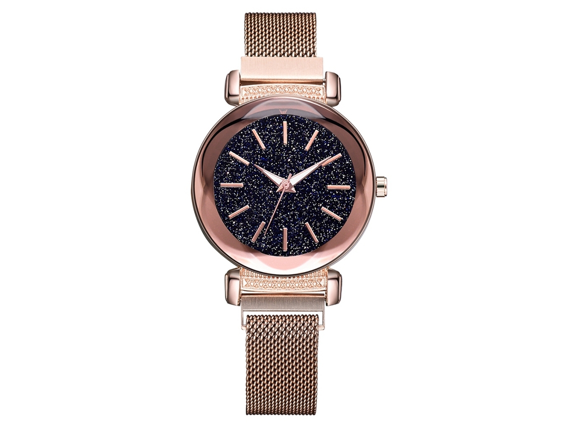 Reloj De Pulsera De Cuarzo Para Mujer Con Correa Magnética De Aleación, Oro Rosa Informal.