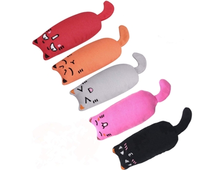Juego de juguetes para gatos de 5 juguetes de peluche para gatos llenos de hierba gatera, juguete masticable para limpieza de dientes