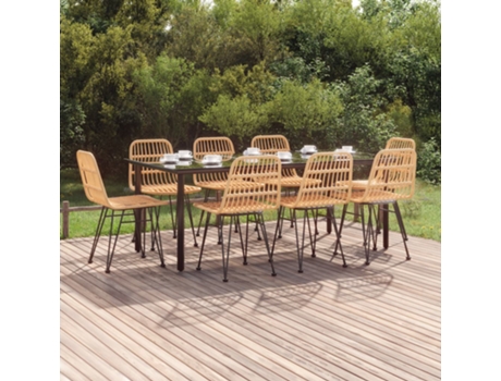 Conjunto 9 de comedor de jardín VIDAXL ratán sintético