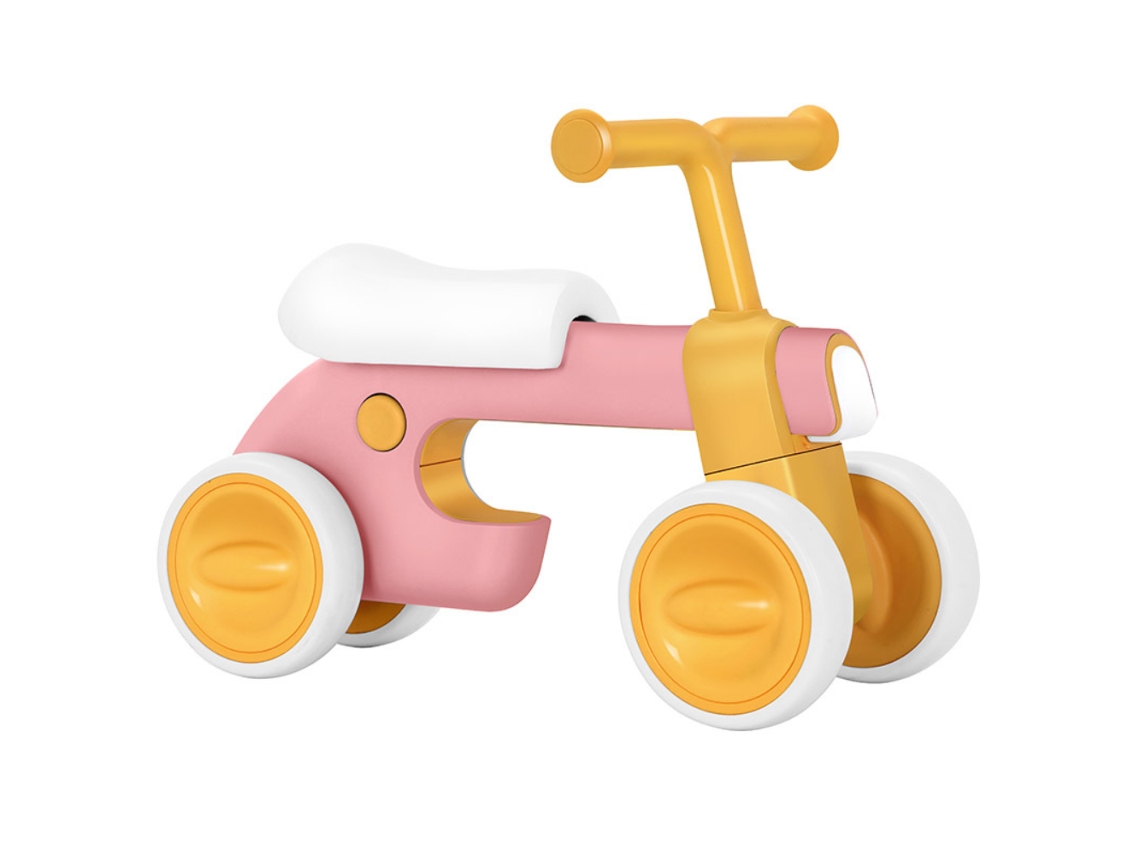 Bicicleta de Equilibrio de 4 Ruedas BEUNIK para Niños (Edad Mínima: 1 Año - Rosa y Amarillo)