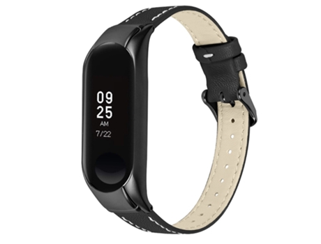 Correa de piel auténtica para Xiaomi Mi Band 7 - negro