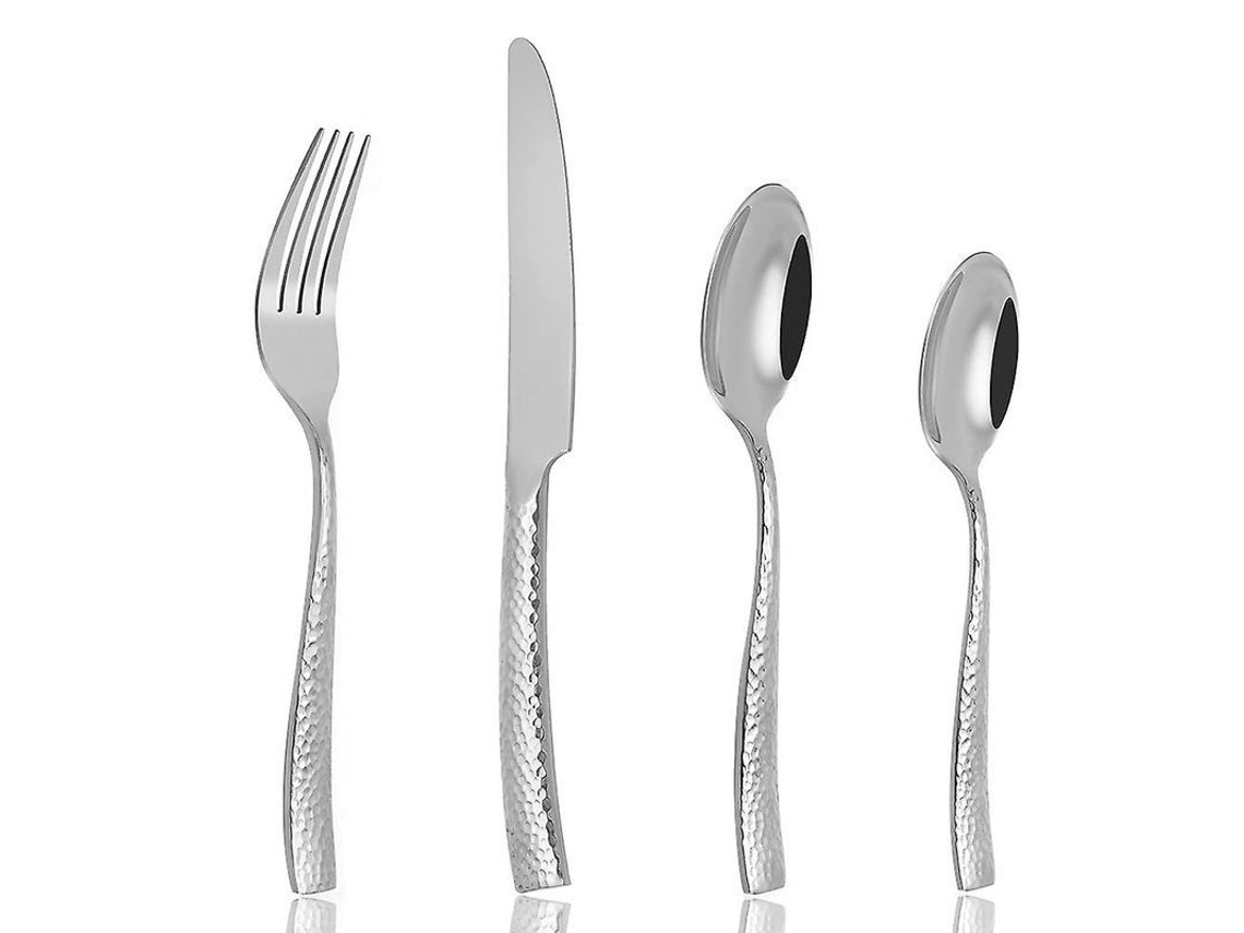 2026-set De Cubiertos De Acero Inoxidable 24 Piezas Martillado Para 6 Personas Con Cuchillos Tenedores Cucharas