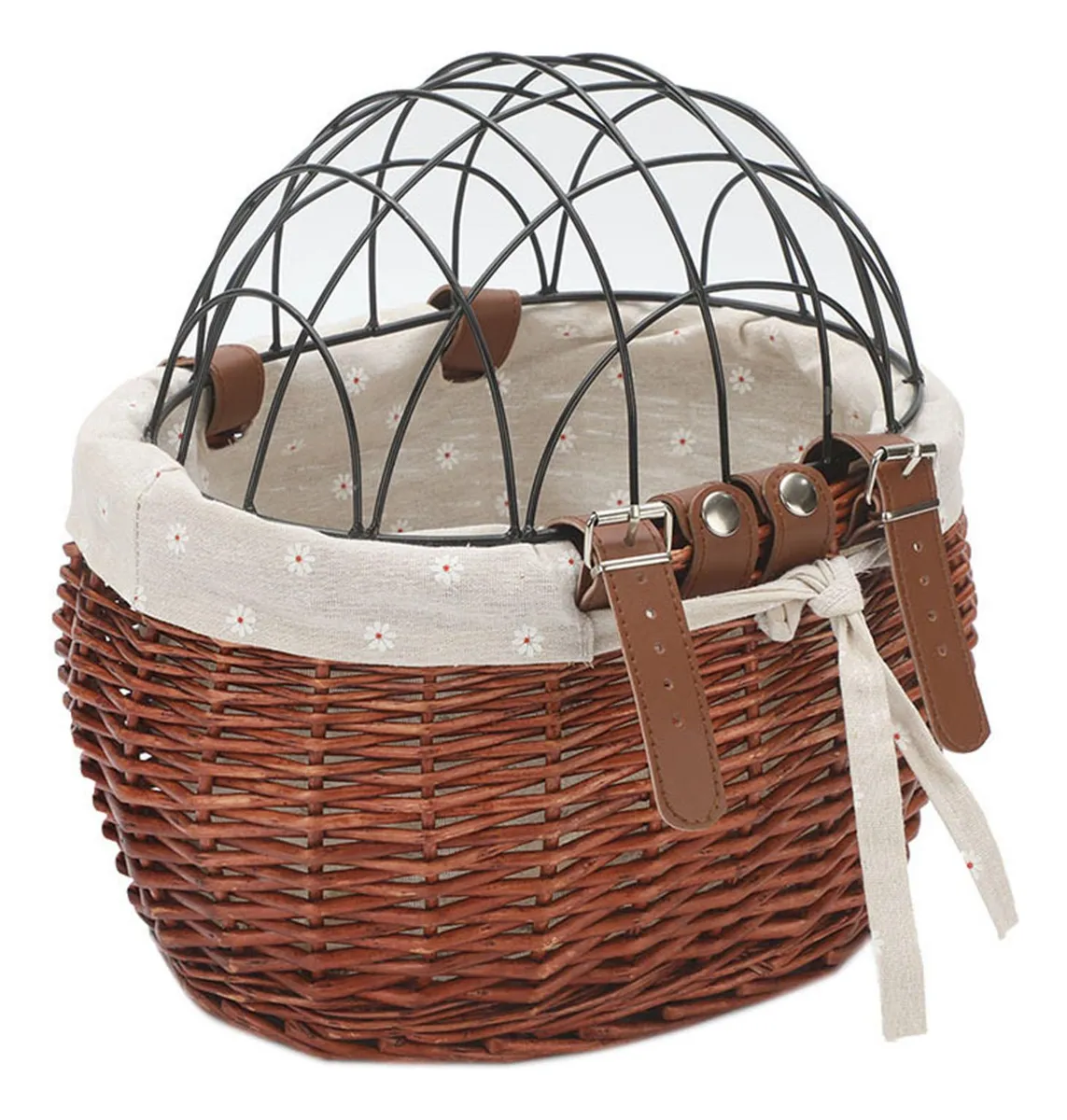 Cesta delantera para bicicleta resistente para mascotas, color marrón