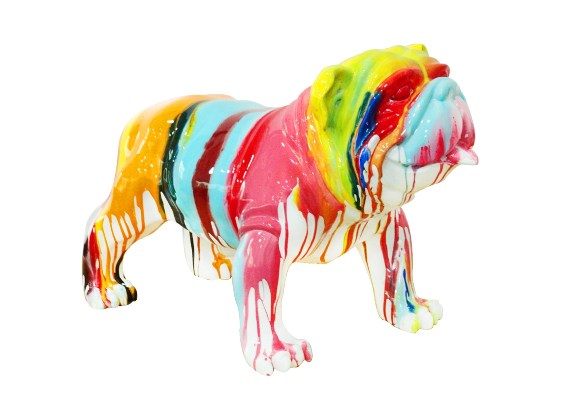 Figura Decorativa Perro Bulldog KUATÉH de Poliresina 61X32X38 Cm Multicolor