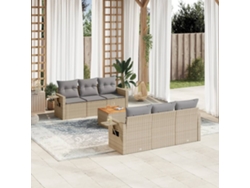 Conjunto de sofá de jardín de 7 piezas con cojines, mimbre beige mixto, DKD Home Decor