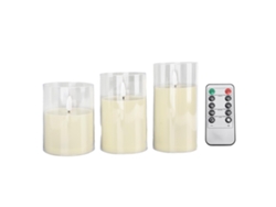 Velas Led Sin Llama Con Control Remoto, Acrílico Transparente, Funcionan Con Pilas, 3 Unidades.