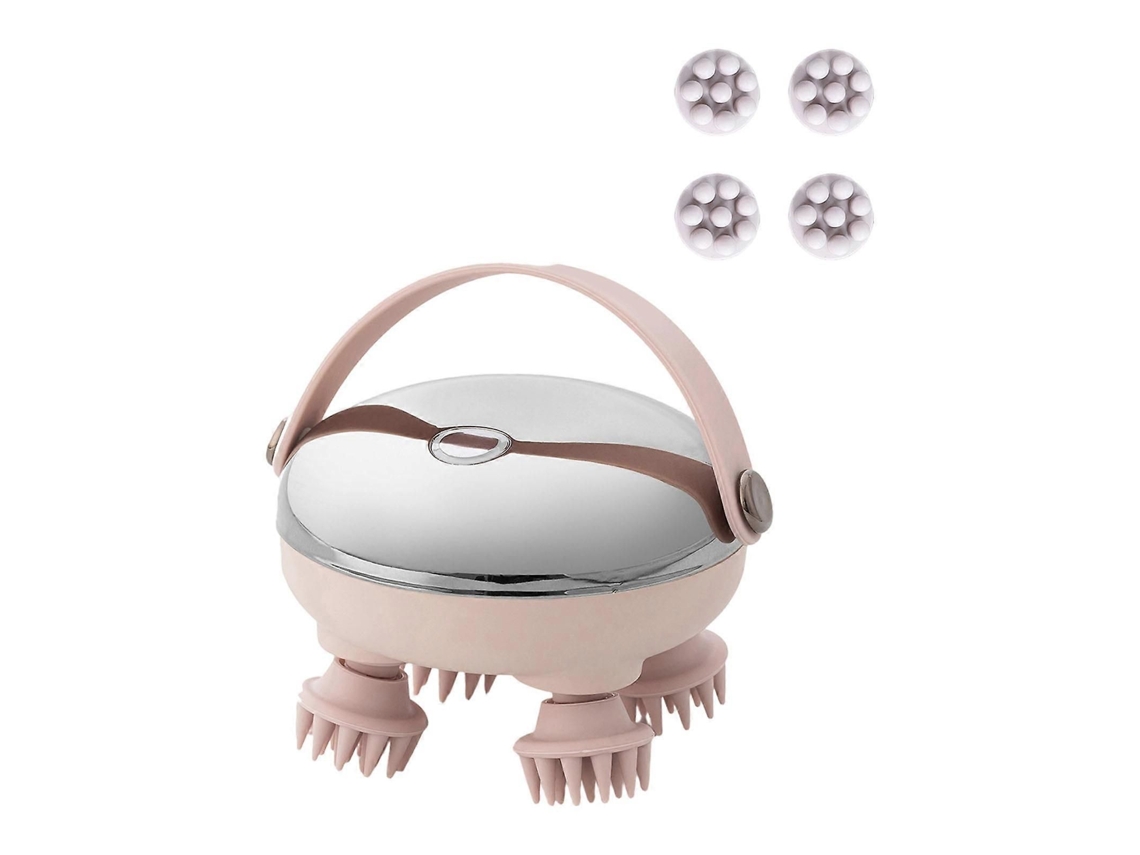 Dispositivo de masaje para cabeza y cuerpo con terapia de luz roja para la relajación del cuero cabelludo. Portátil y ligero, con diseño en ABS gris.