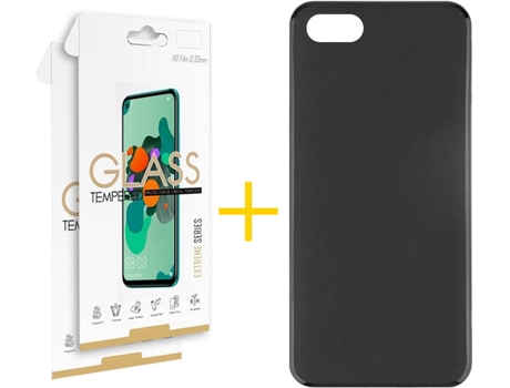 Kit Funda + 2 Protectores de Pantalla Alcatel 1V 2019 SKYHE Liso (Negro)