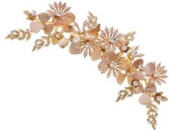 Accesorio Cheveux Rétro Or En Alliage Strass, Clip Latéral Floral Fait Main