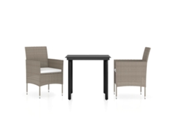 Maison Exclusive - Juego De Comedor De Jardín 3 Piezas Con Cojines Beige Y Negro