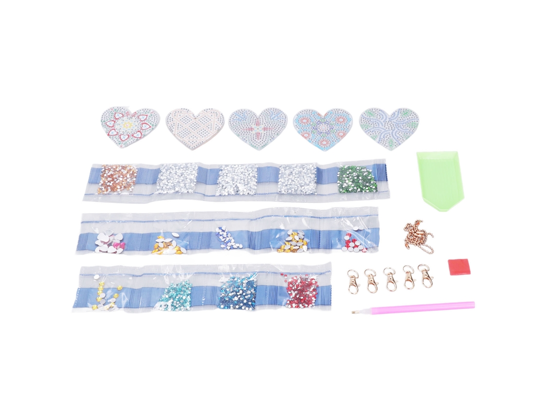 Kit De Llavero De 5 Piezas Con Pintura De Corazón De Diamantes De Imitación, Decoración Del Hogar Diy, Bolsa
