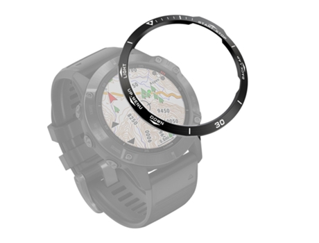 Garmin Fenix 6X/6X Pro/6X Zafiro Reloj Inteligente Anillo Bisel de Acero, Versión B (Anillo Negro Letra Blanca)