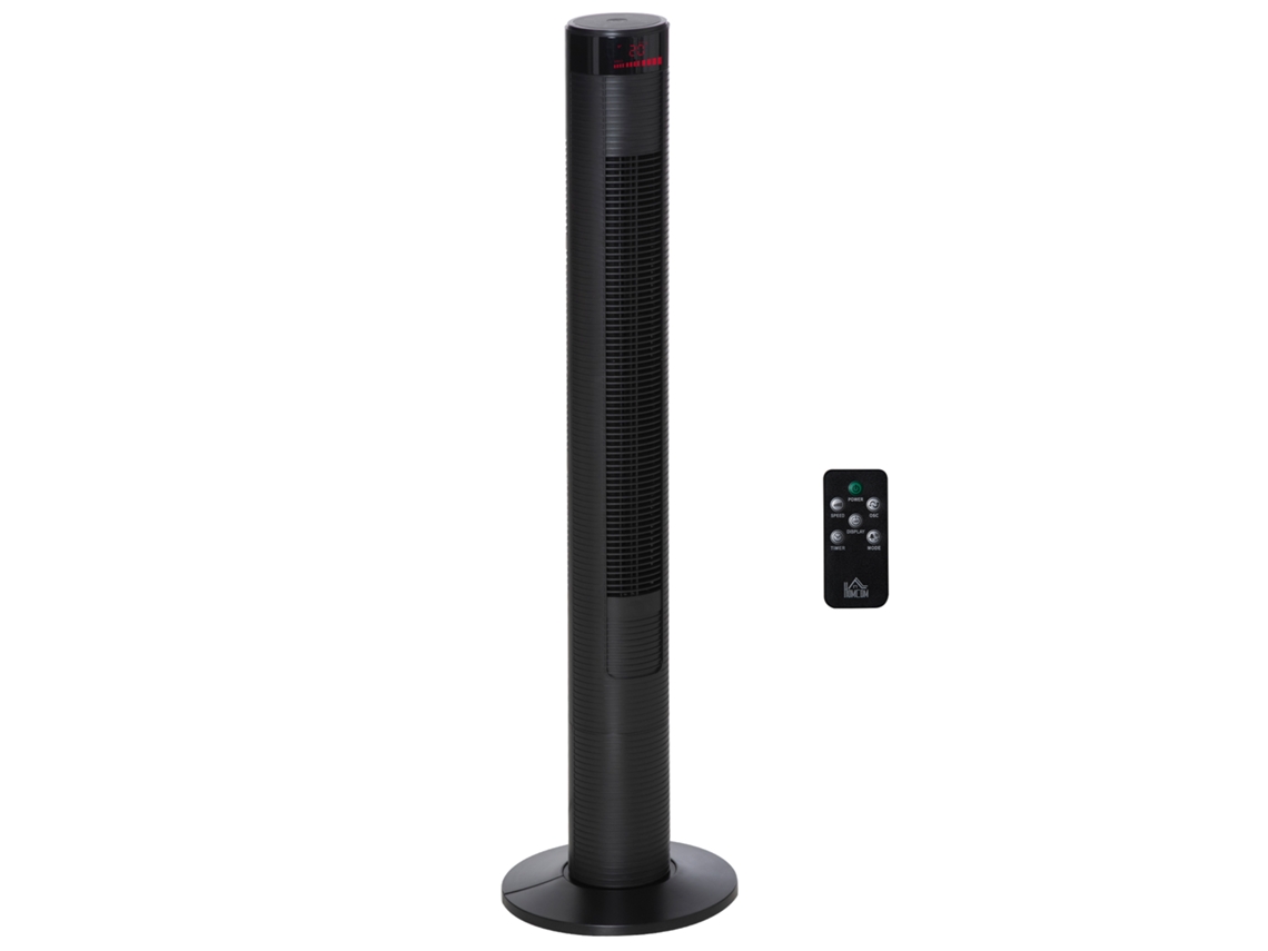 Ventilador De Torre Silencioso, Mando A Distancia, 117cm, Oscilación 70°, 4 Modos, 3 Velocidades, Temporizador 12h, Panel Led, Negro