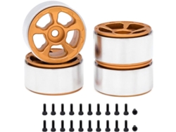 4 Piezas De Llantas Metálicas De 1 Pulgada Para Coches Rc 1/24 Y 1/18 Axial Scx24 Ax24 Fcx24 Enduro24