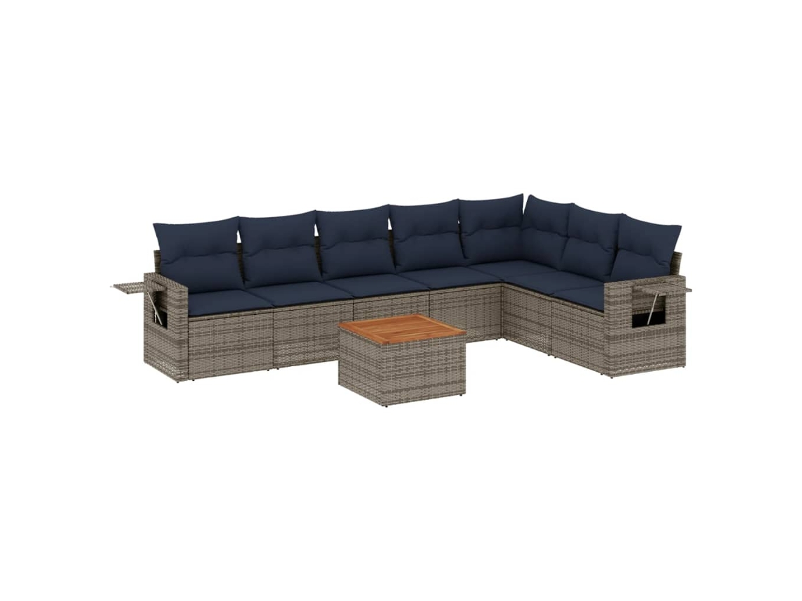 Maison Exclusive - Conjunto De Sofá De Jardín De 8 Piezas Con Cojines, Poliratán Gris