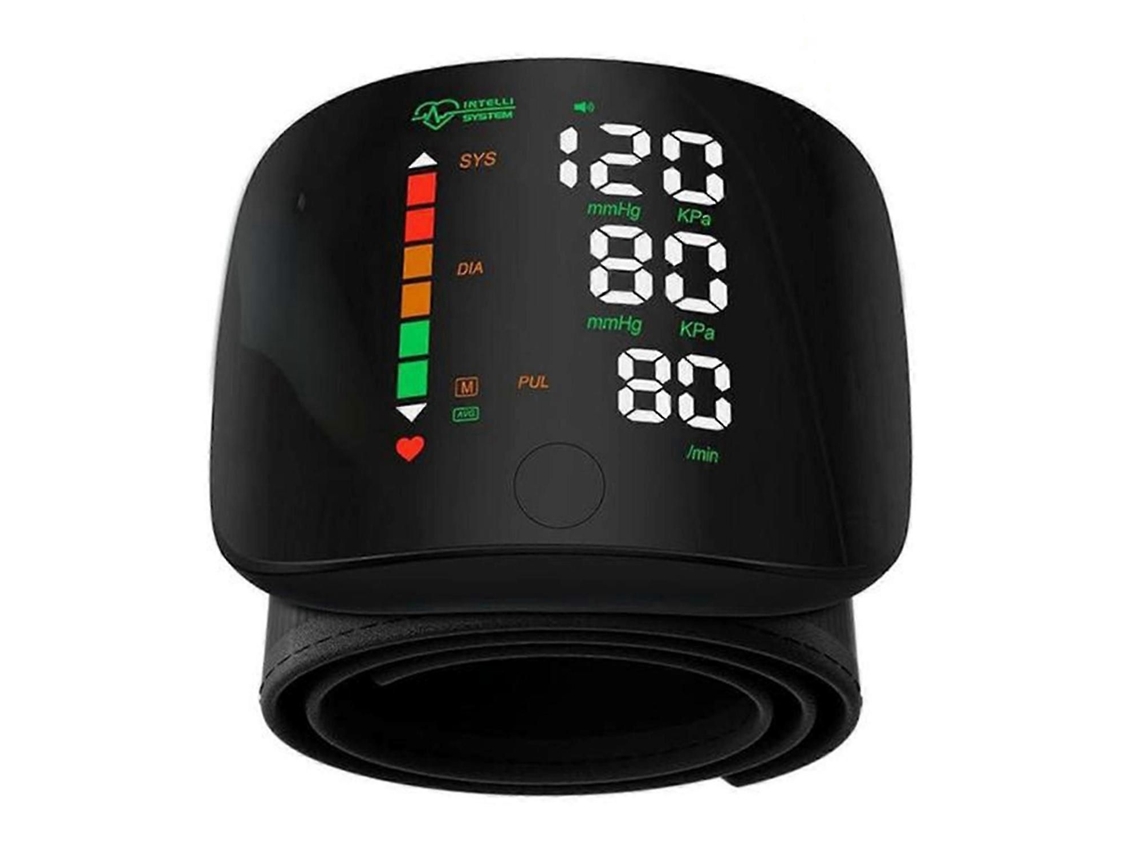 Monitores digitales de presión arterial para la muñeca con pantalla grande, recargables y automáticos, ideales para uso doméstico, viajes y para personas mayores.