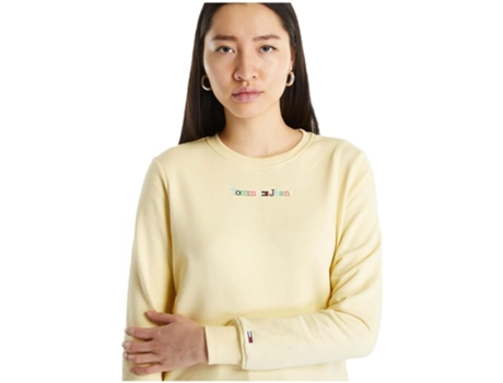 Sudadera de Mujer TOMMY JEANS Serif Lineal Amarillo (XS)
