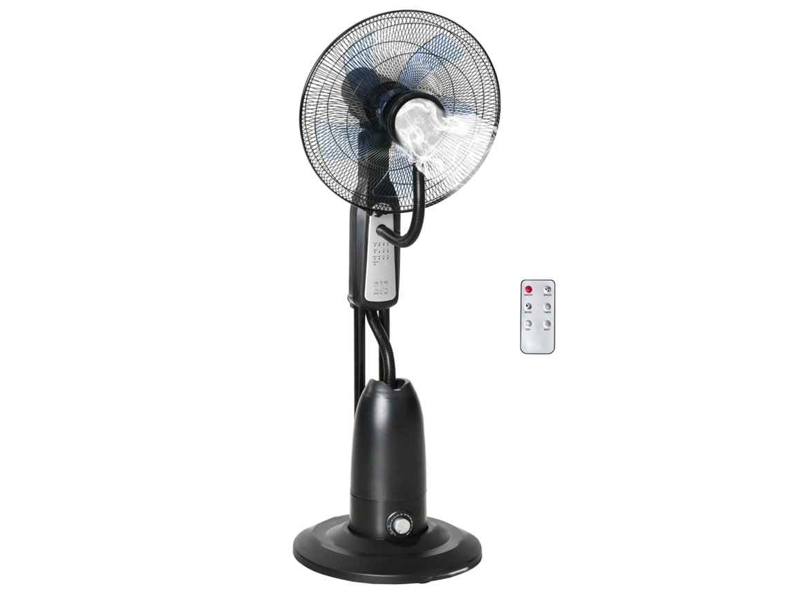 Ventilador Nebulizador De 90 W Con Mando A Distancia, 3 Modos, 3 Velocidades, Temporizador, Ø44,5 X 120 Cm, Negro.