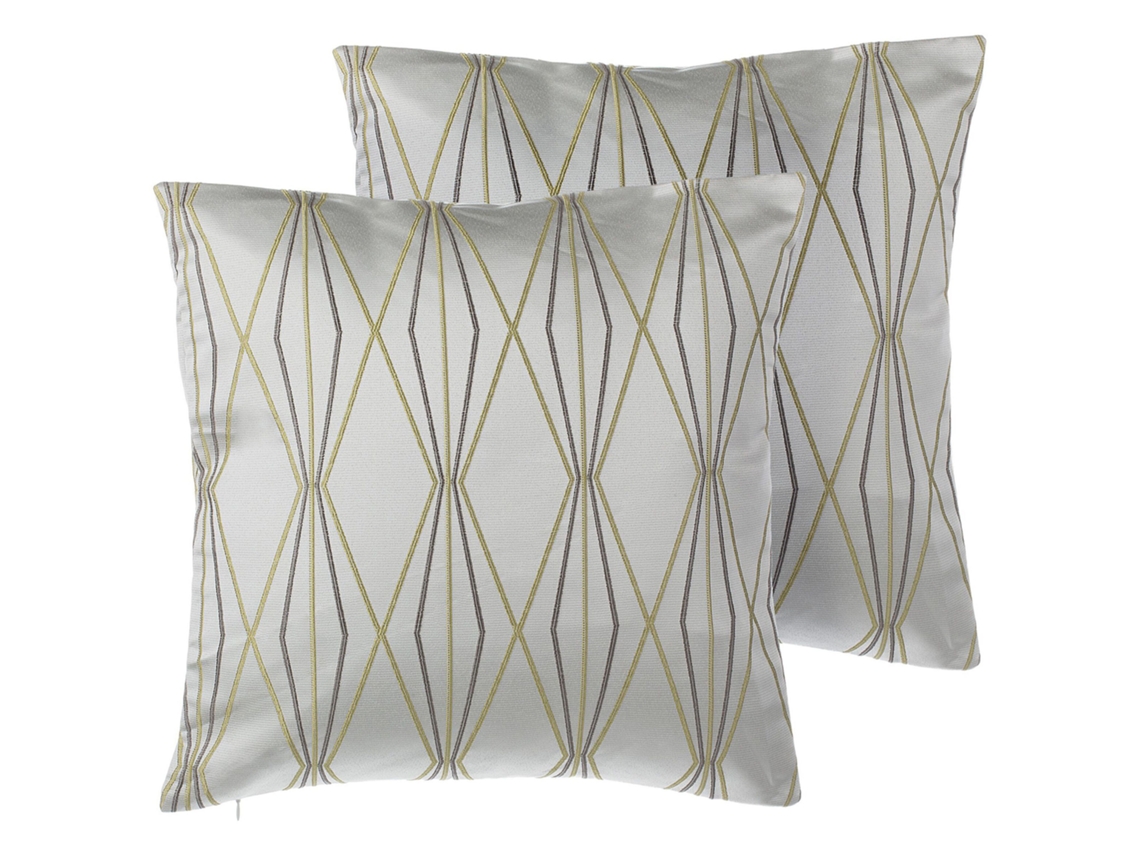 Juego de cojines decorativos BELIANI Fennel de Poliéster Gris 45x45x12