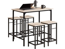 Conjunto de Comedor SOBUY (Marrón y Negro - MDF y Metal - 100x60x87 cm)