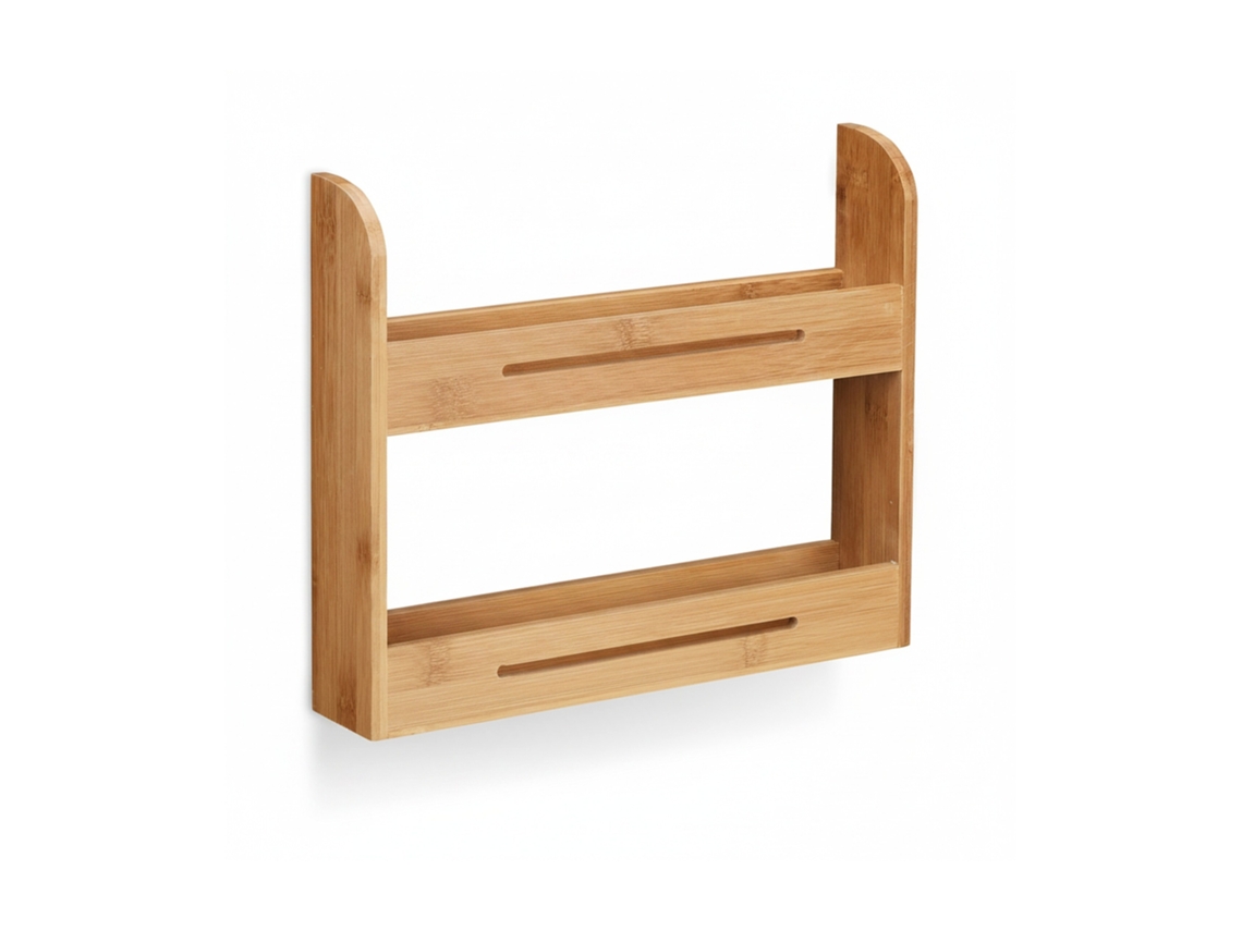 Suporte Para Especiarias Relaxdays, Prateleira Em Bambu, Organizador Para A Cozinha, Hbt: 26 X 31 X 6 Cm, Natural
