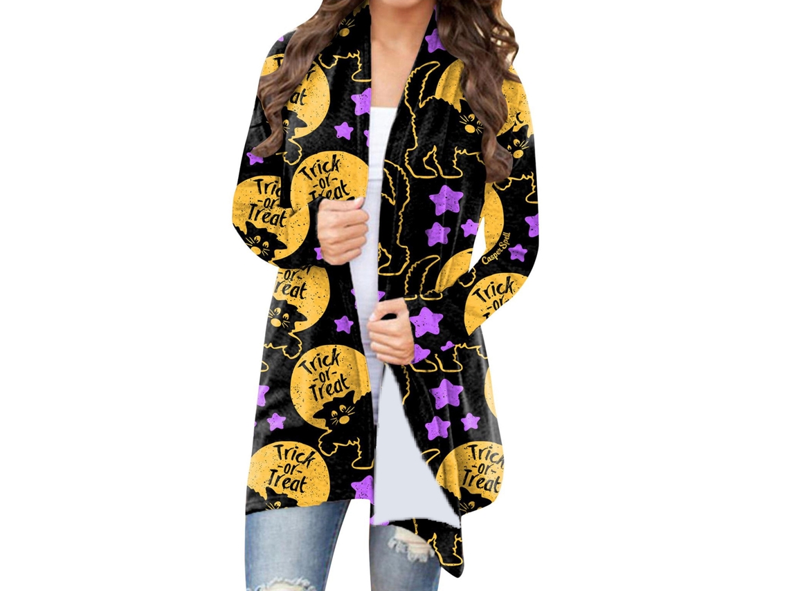 Kkpm-chaqueta Casual De Halloween Con Manga Larga Y Estampado, Abertura Frontal, Tipo 3 Xl
