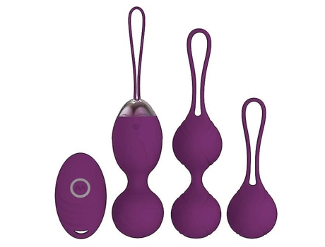 Huevo Vibrador Inalámbrico para Músculos Pélvicos Bolas de Silicona para Suelo Pélvico Juego de 3 Morado BISBISOUS