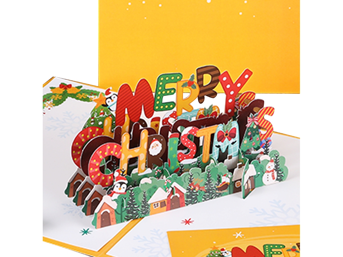 Tarjeta emergente Feliz Navidad, tarjeta 3D hecha a mano con sobre NEVEANCE