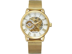 Reloj Automático Transparente Dial Hollow Skeleton Silver Tone Malla Banda Reloj Plata Yuysan