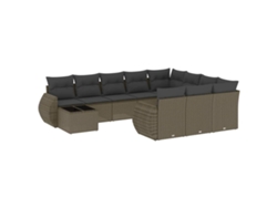Maison Exclusive - Set De Sofás De Jardín 11 Pzas Y Cojines Ratán Sintético Gris
