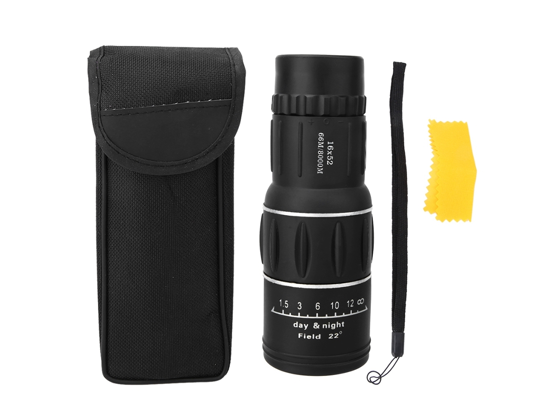 Monocular de mano HD 16x52 con enfoque dual para caza, acampada y uso al aire libre.