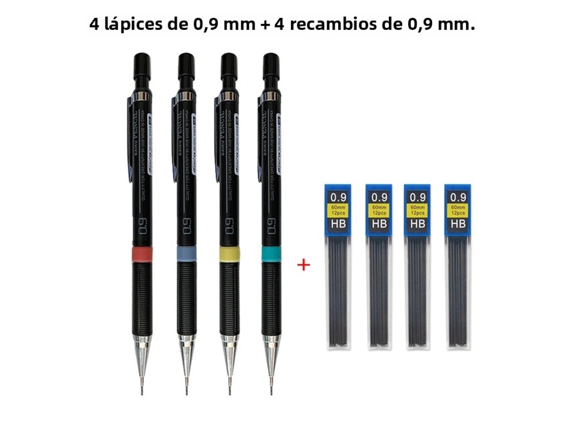 Portaminas Mecánicas De 0,9 Mm Con Mina Reemplazable Y Recambio Automático De Cerdas.