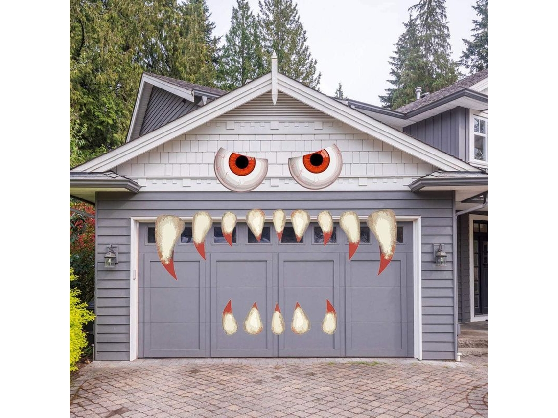 2026-decoración De Halloween Para Puerta De Garaje Arco Ventana Coche Con Ojos Grandes Y Colmillos