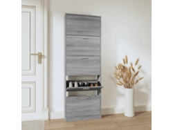 Mueble Zapatero | Armario Zapatero Madera Contrachapada Gris Sonoma 59x17x169 Cm