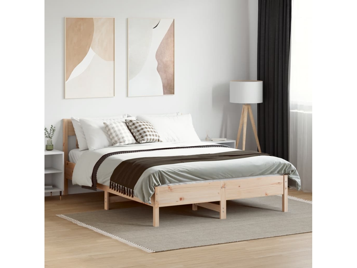 Estructura De Cama Sin Colchón Madera Maciza De Pino 160x200 Cm