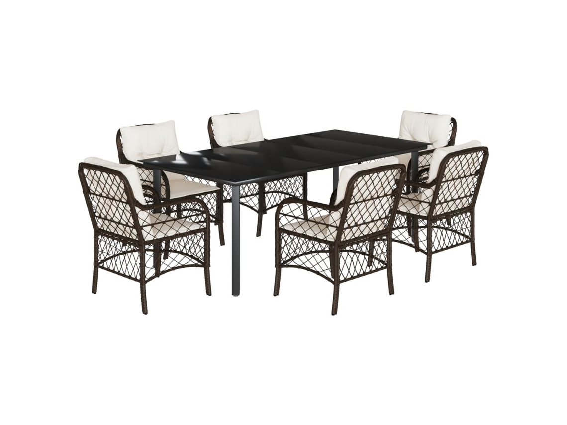 Maison Exclusive - Set Comedor De Jardín 7 Pzas Con Cojines Ratán Sintético Marrón